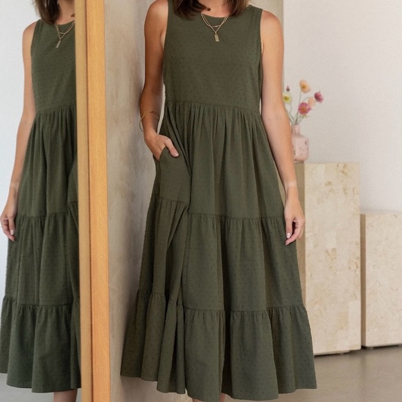 Eileen Fisher Dresses & Skirts - Eileen Fisher Women’s Dress deep Olive Green 100% Silk Sleeveless Size L